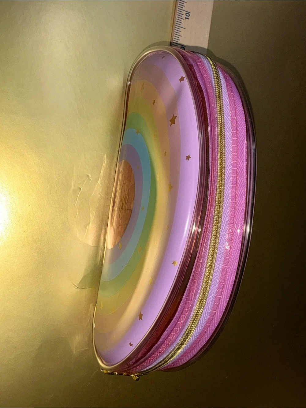 Too Faced Rainbow Pouch Case with Stamped Heart Zipper